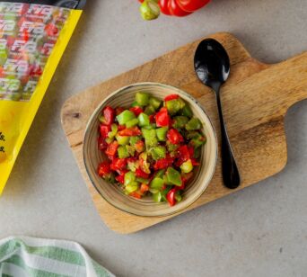 Paprika in Würfeln Komplett Zubereitet