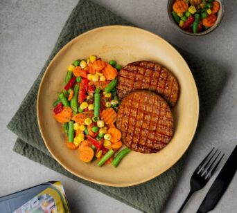 Hähnchen Burger - Balkangemüse (mit Gewürz)