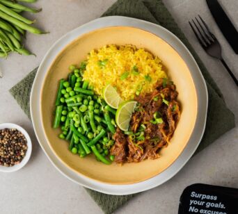 Gelber Reis - Rendang - Gartenerbse Grüne Bohnen