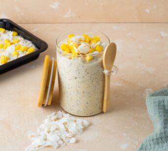 High Protein Overnight Oats - Mango & Kokosnuss