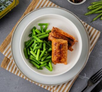 Hähnchen Hackfleisch Rolle - Brechbohnen (mit Gewürz)