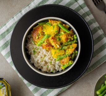 Basmati Reis - Hühnercurry - Brechbohnen & Ananas  