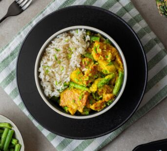 Basmati Reis - Hühnercurry - Brechbohnen & Ananas [MASSE]