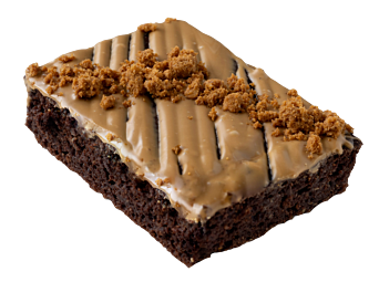 Schokoladen-Karamell-Spekulatius-Brownie mit Eischnee und Spekulatius-Streuseln