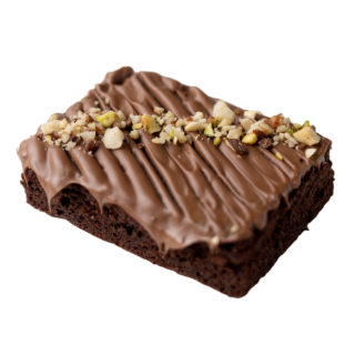 Essen Sie einen leckeren, proteinreichen Schokoladen-Brownie mit knackiger Schokolade und Nüssen
