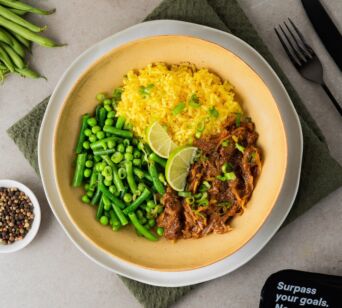 Gelber Reis - Rendang - Gartenerbse Grüne Bohnen