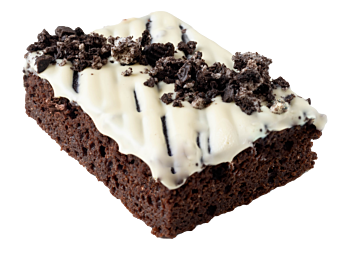 Genießen Sie einen köstlichen Cookies & Cream-Schokoladen-Brownie, der mit Streuseln belegt ist