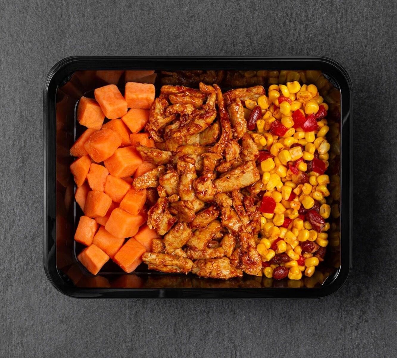 Sußkartoffel - BBQ vegan chicken - Rostmaïs mix [VEGAN]