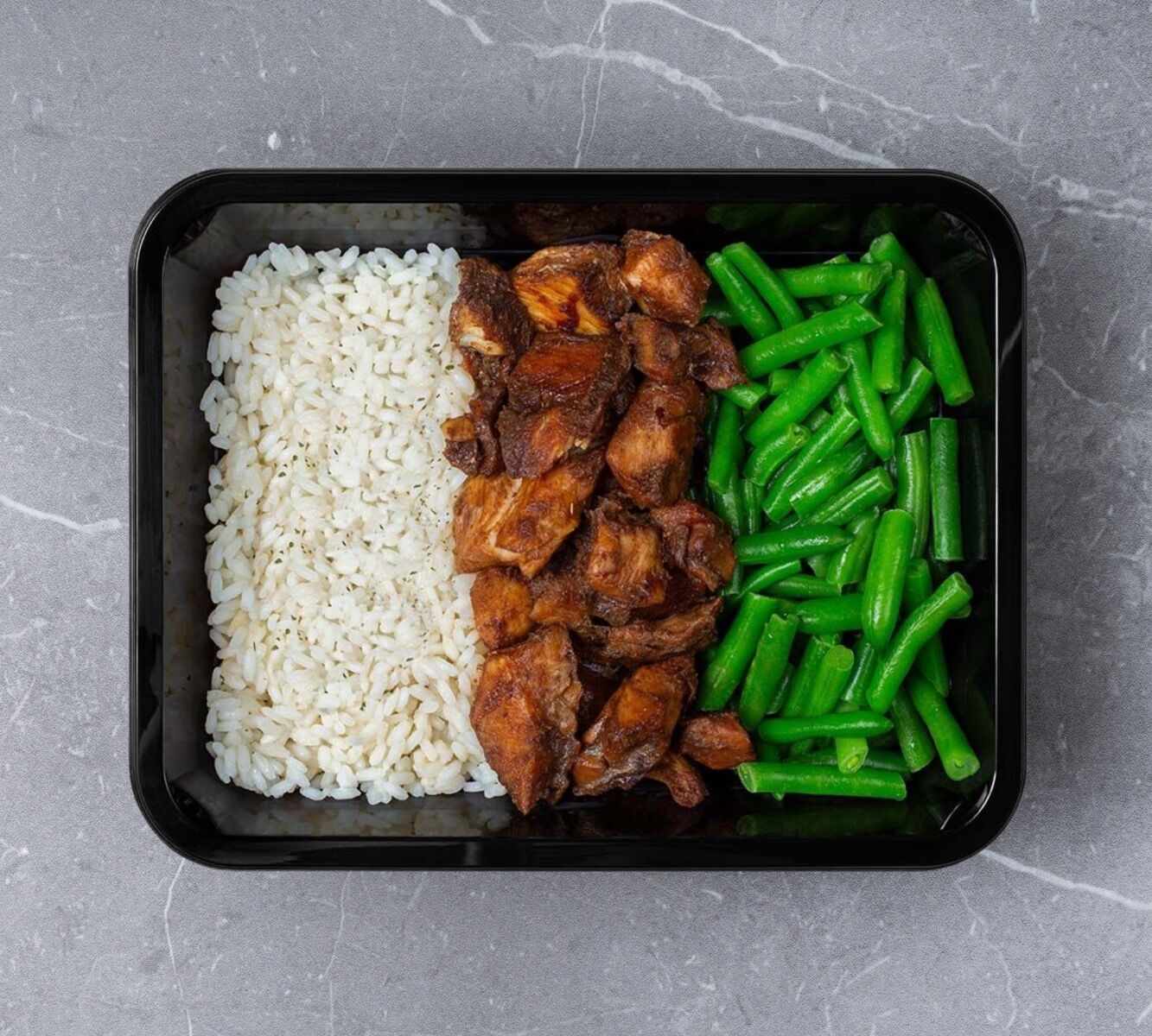 Reis - Hähnchen Teriyaki - Grüne Bohnen