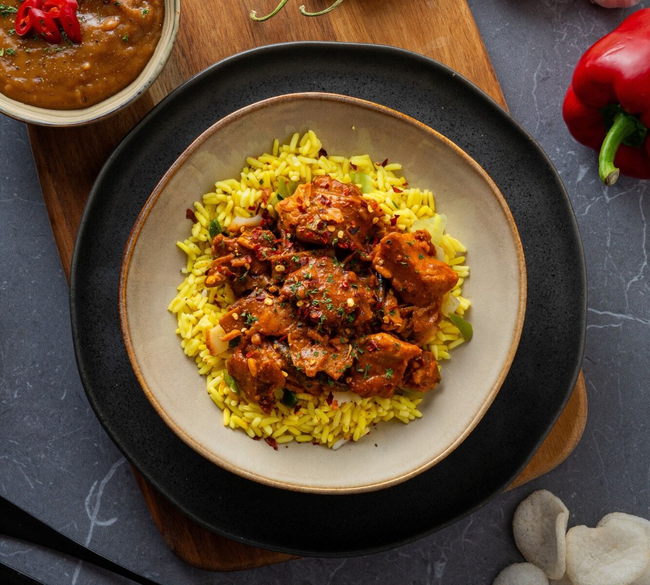Gelber Reis - Hähnchen - Satay