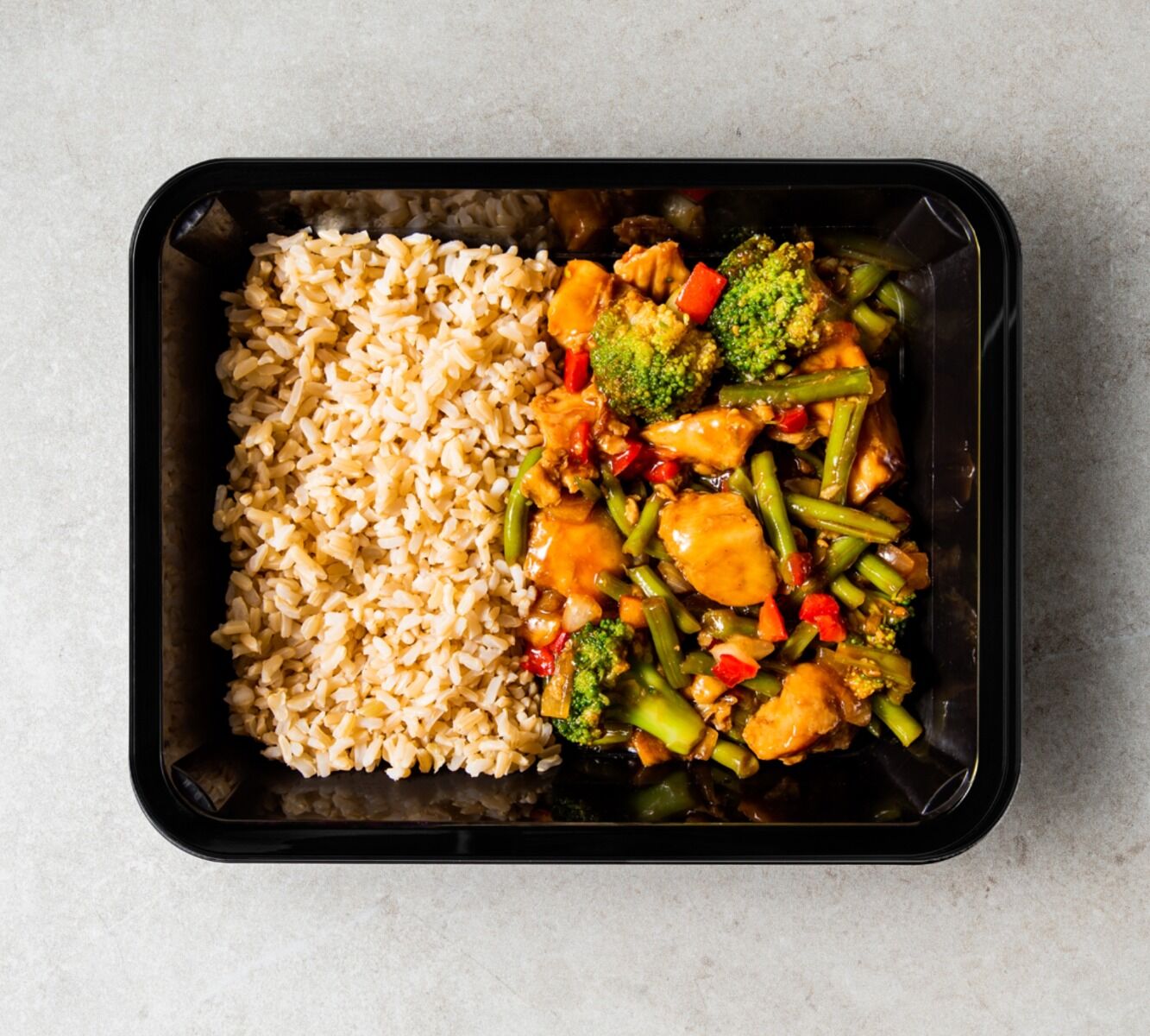Brauner Reis - Huhn Teriyaki - Wok-Gemüse [MASSE]