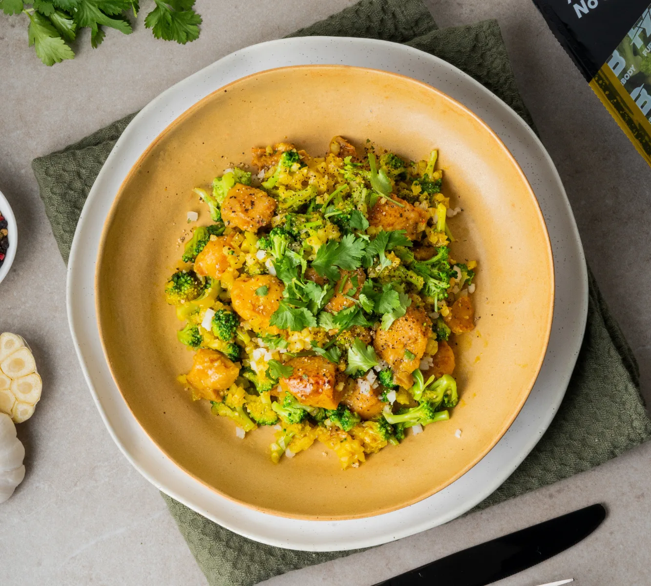 Blumenkohl Reis - Hähnchen - Broccoli (Bombay Currysoße) [LOWCARB]
