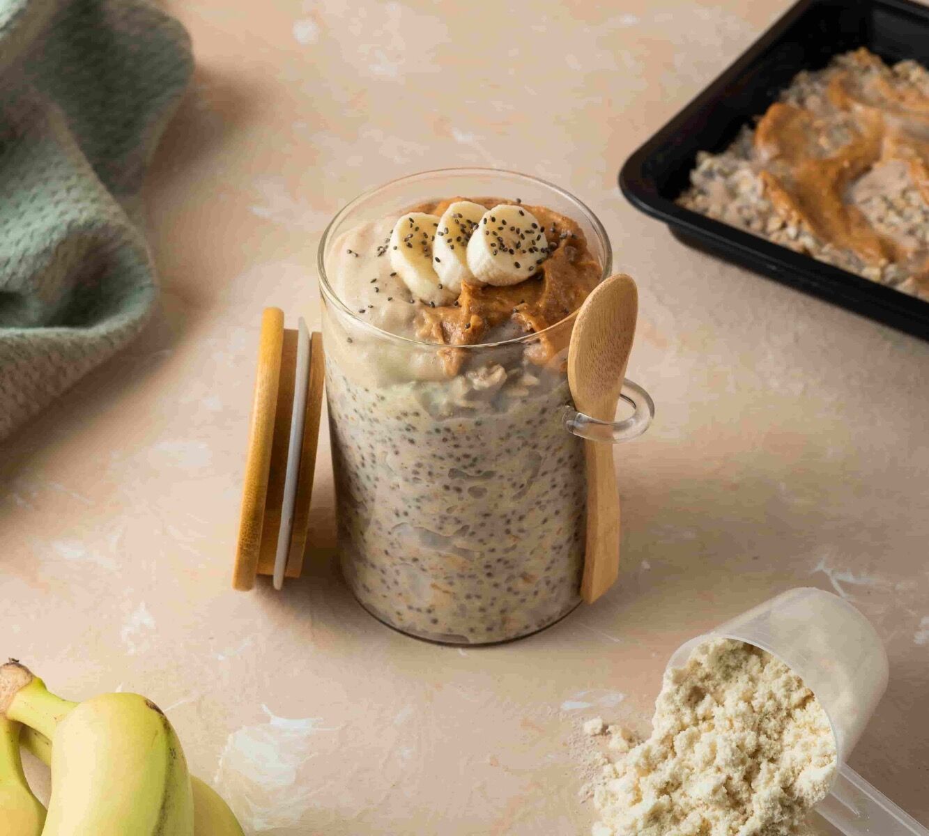High Protein Overnight Oats - Bananen-Erdnussbutter