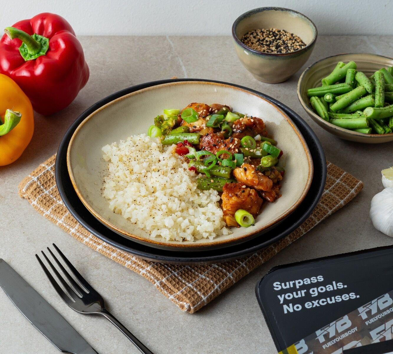 Blumenkohlreis - Hähnchen Teriyaki - Wok gemüse [LOWCARB]